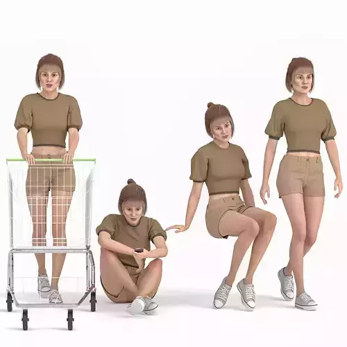 Woman Character - Casual Shopping Attire 