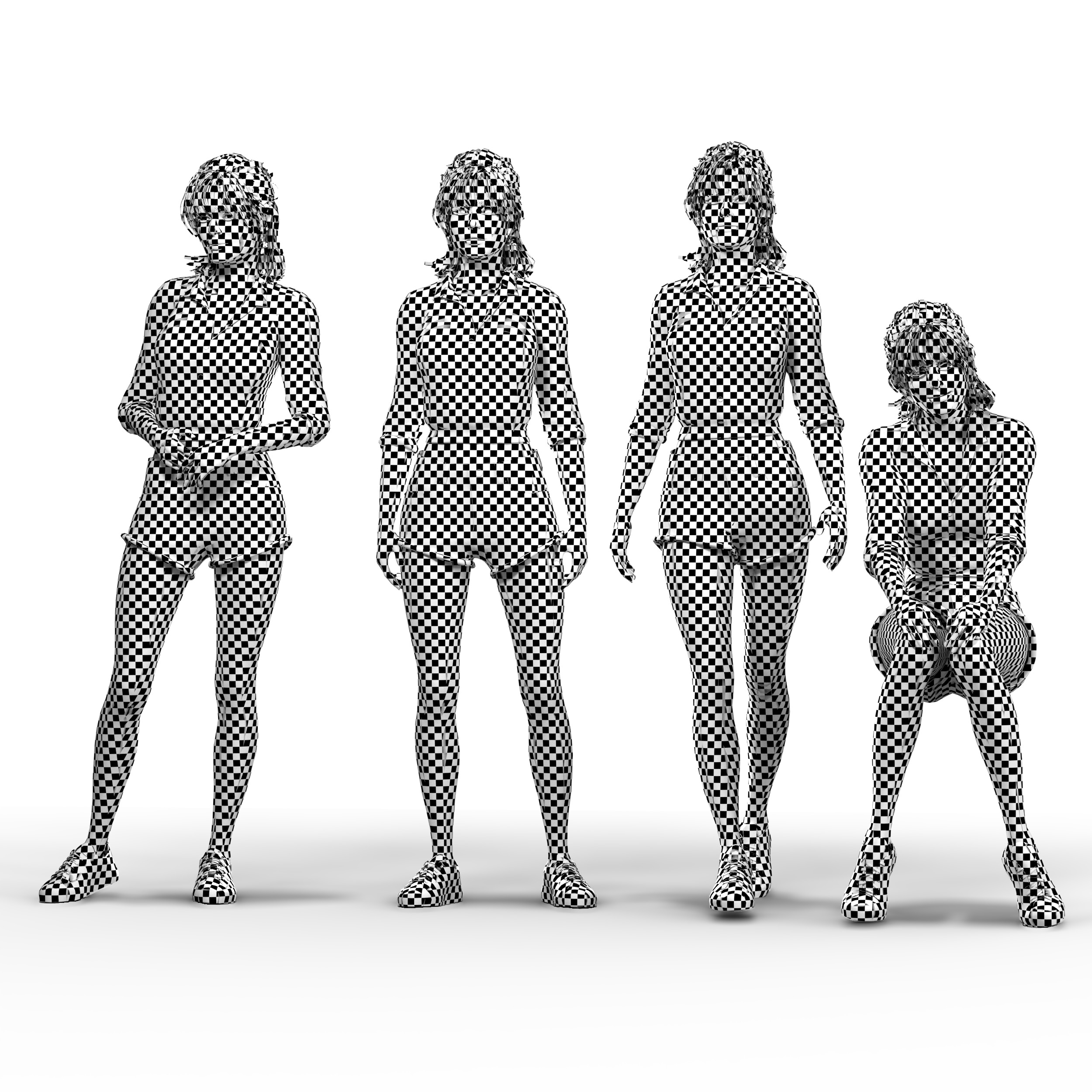 Woman Human Character - Casual Pose Low-poly 3D model_3