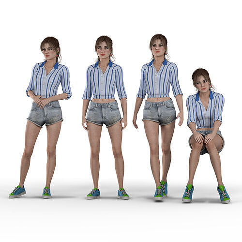 Woman Human Character - Casual Pose Low-poly 3D model