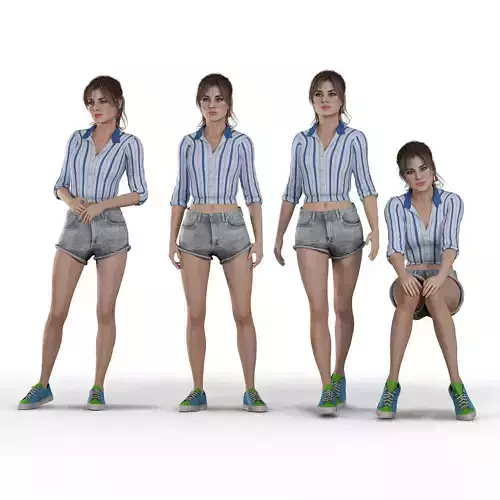 Woman Human Character - Casual Pose Low-poly 3D model
