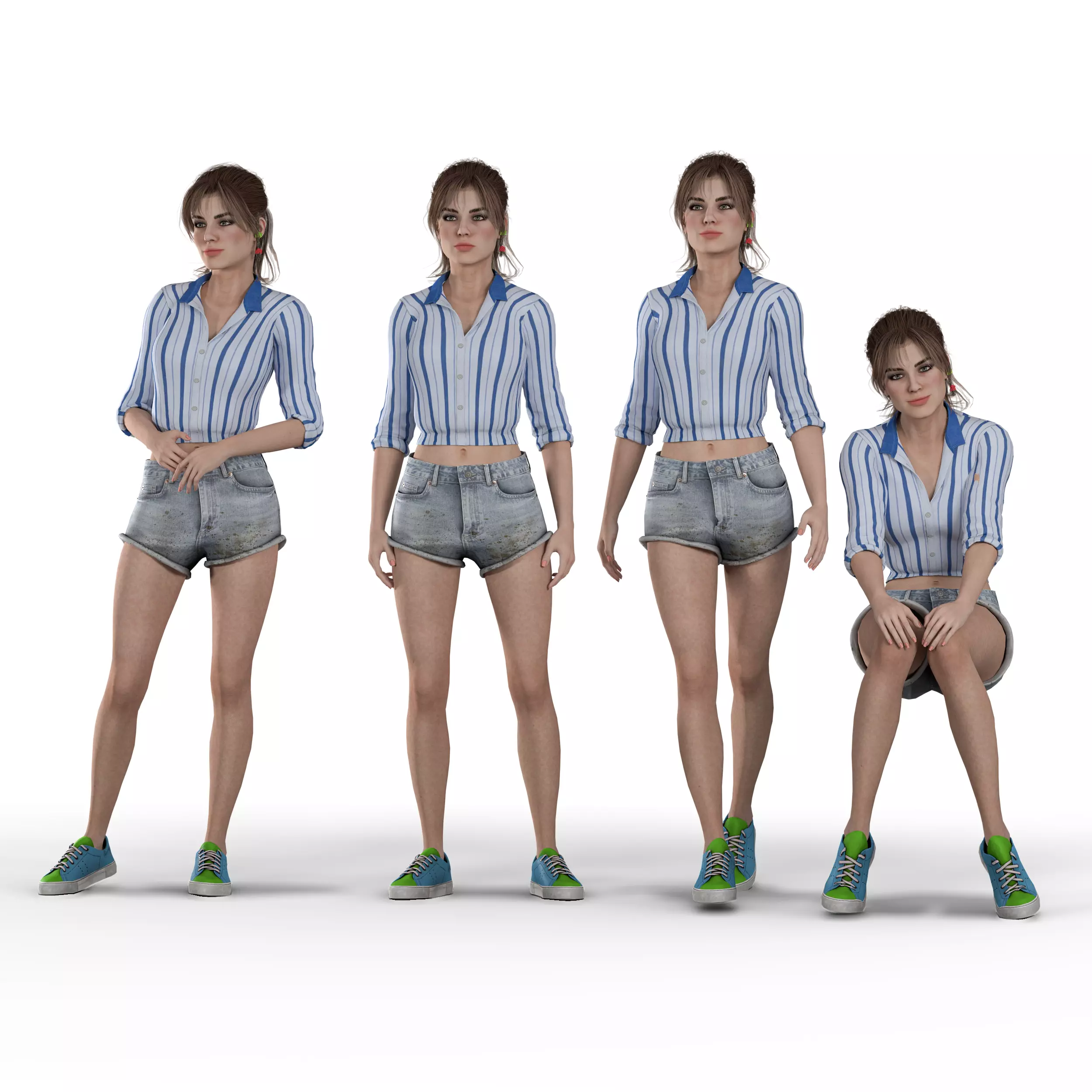 Woman Human Character - Casual Pose Low-poly 3D model_0