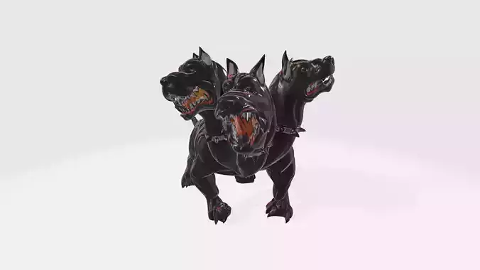 Angry Cerberus Dog Mythology High Poly