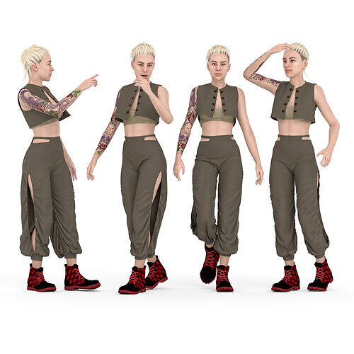Stylish 3D Female Cargo Pants - Trousers Low-poly 3D model