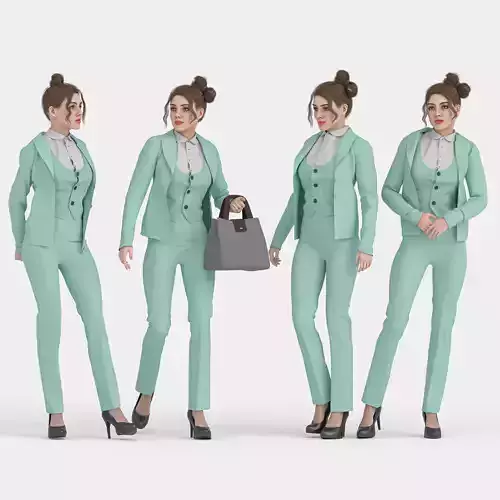 Elegant 3D Womens Turquoise Suit 
