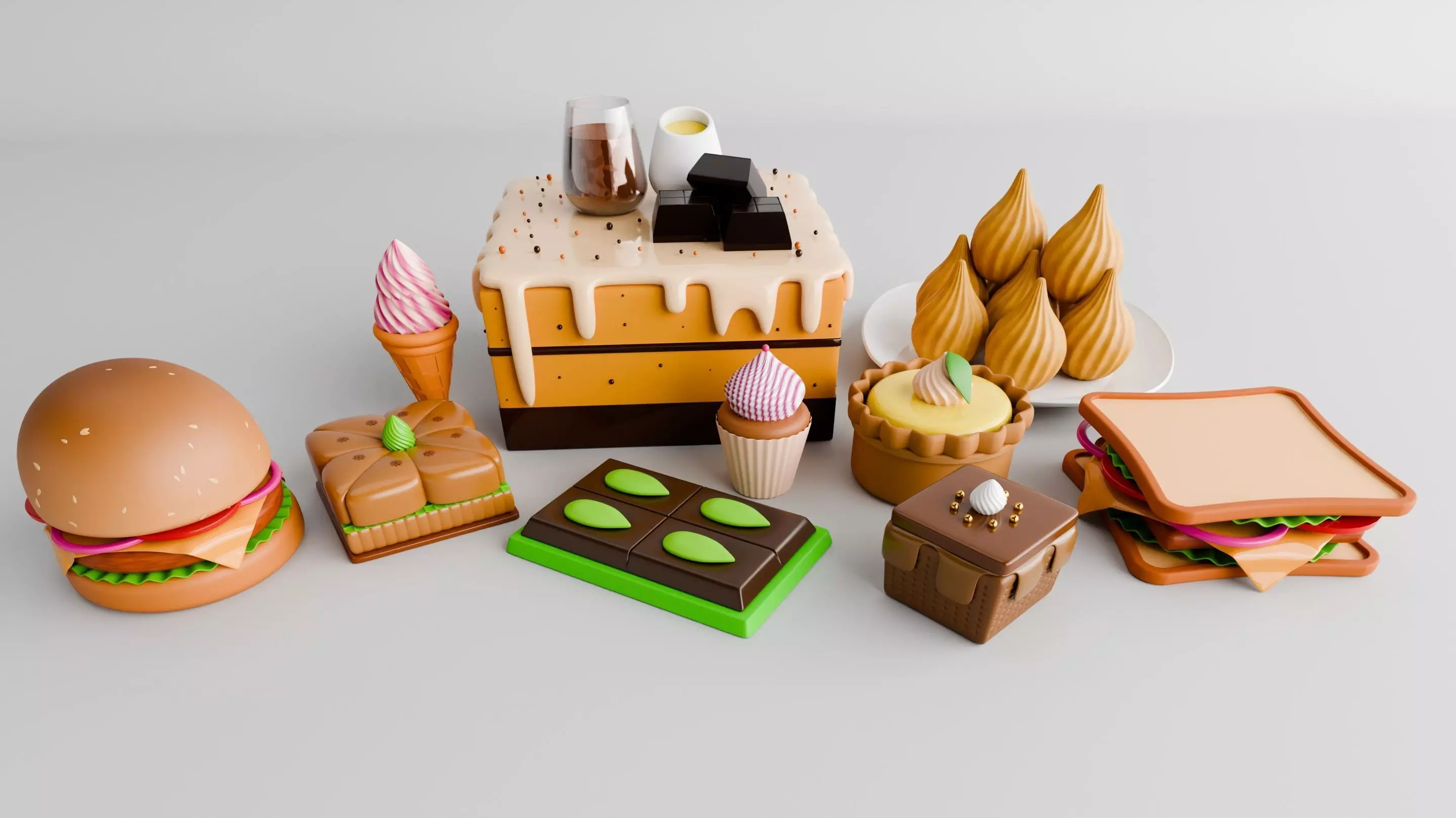 Delicious 3D Food Models Pack Free low-poly 3D model