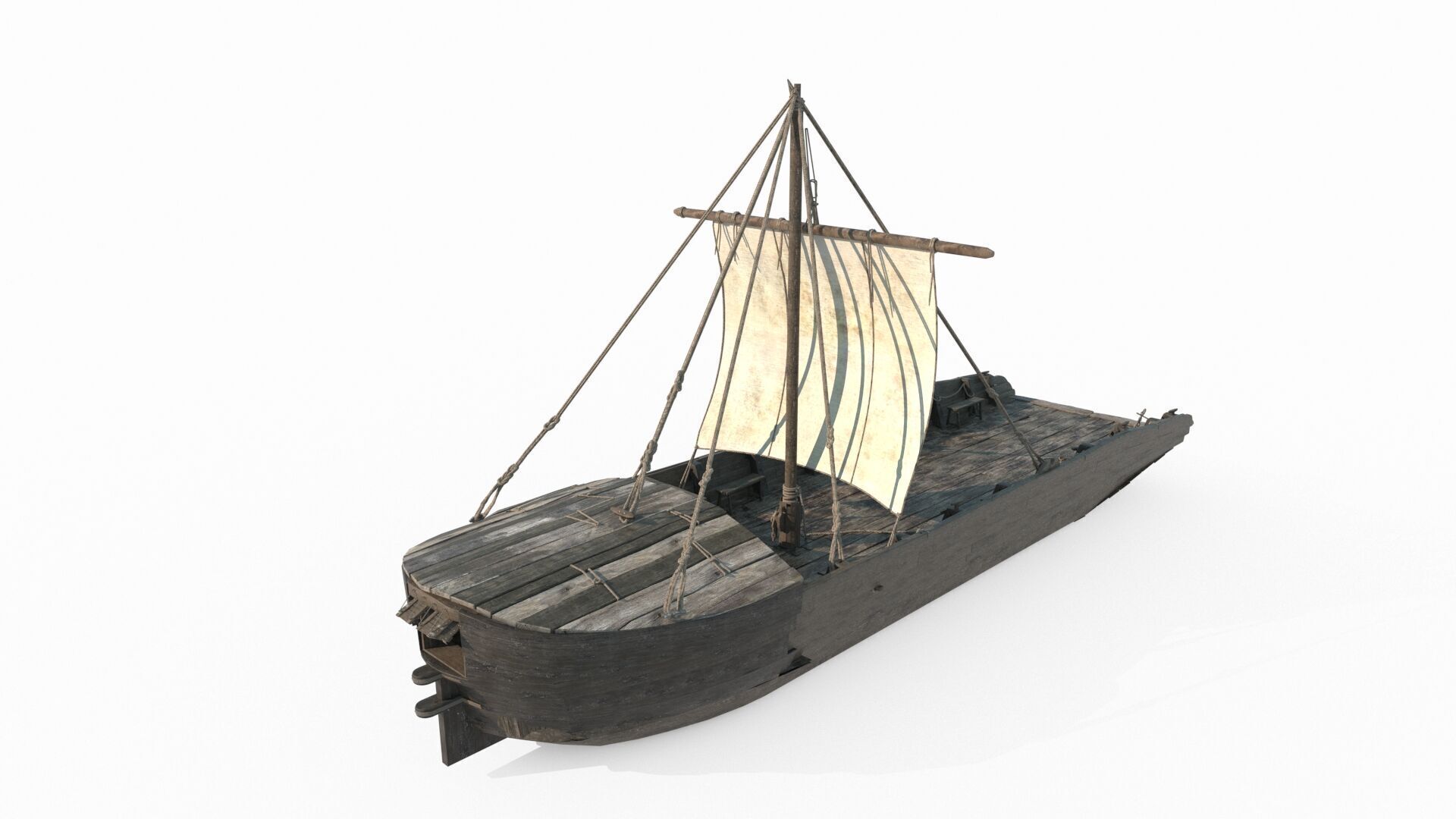 Ancient carrier transport sailboat 3D model_2