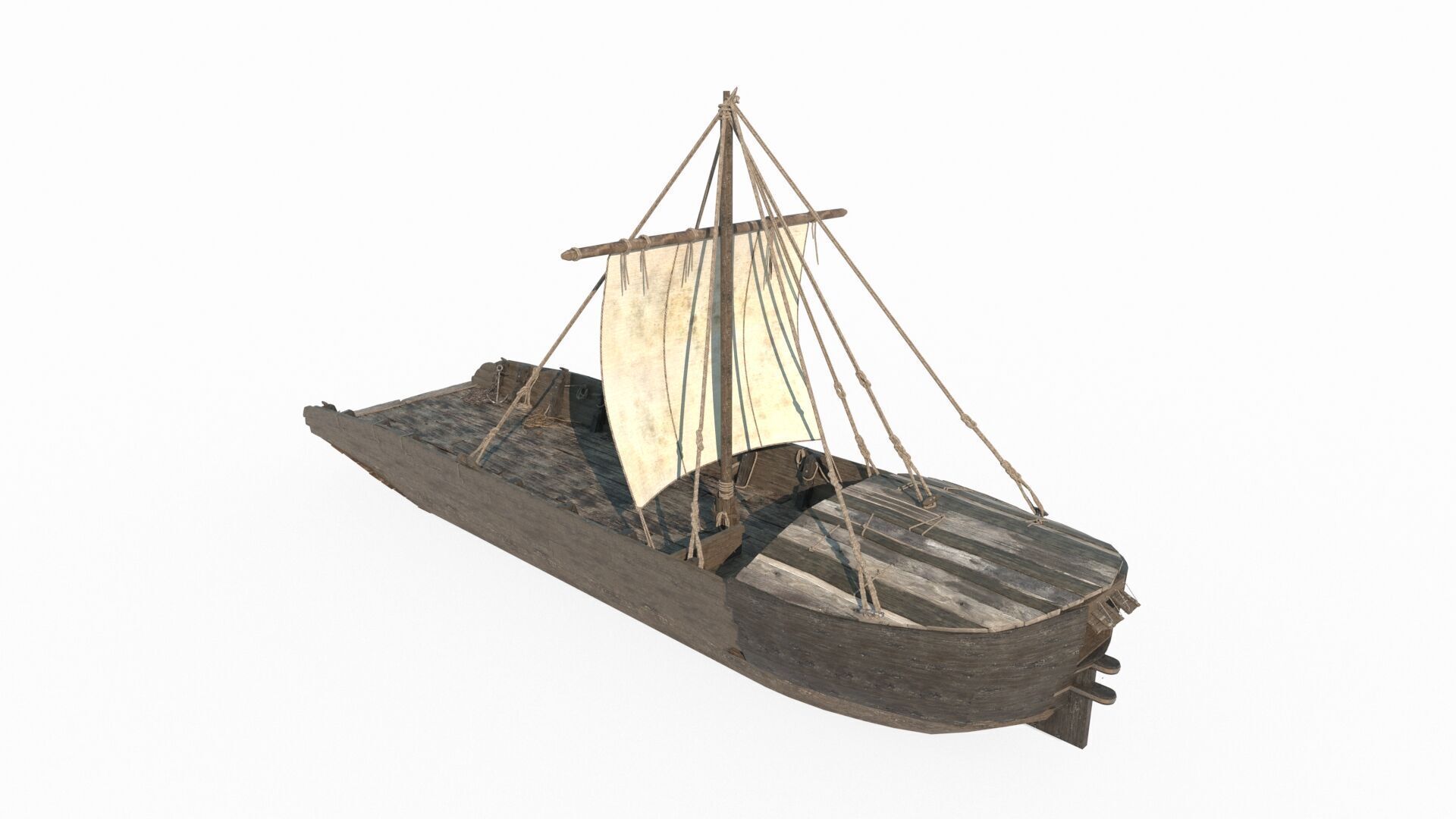 Ancient carrier transport sailboat 3D model_1