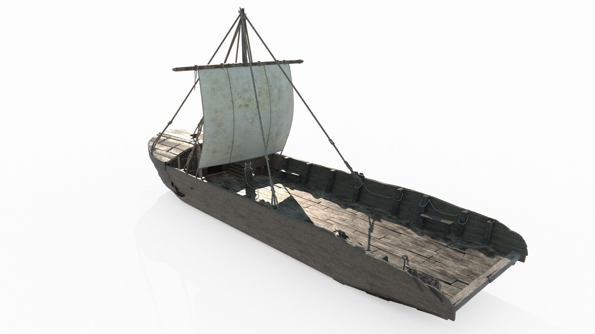 Ancient carrier transport sailboat 3D model_3