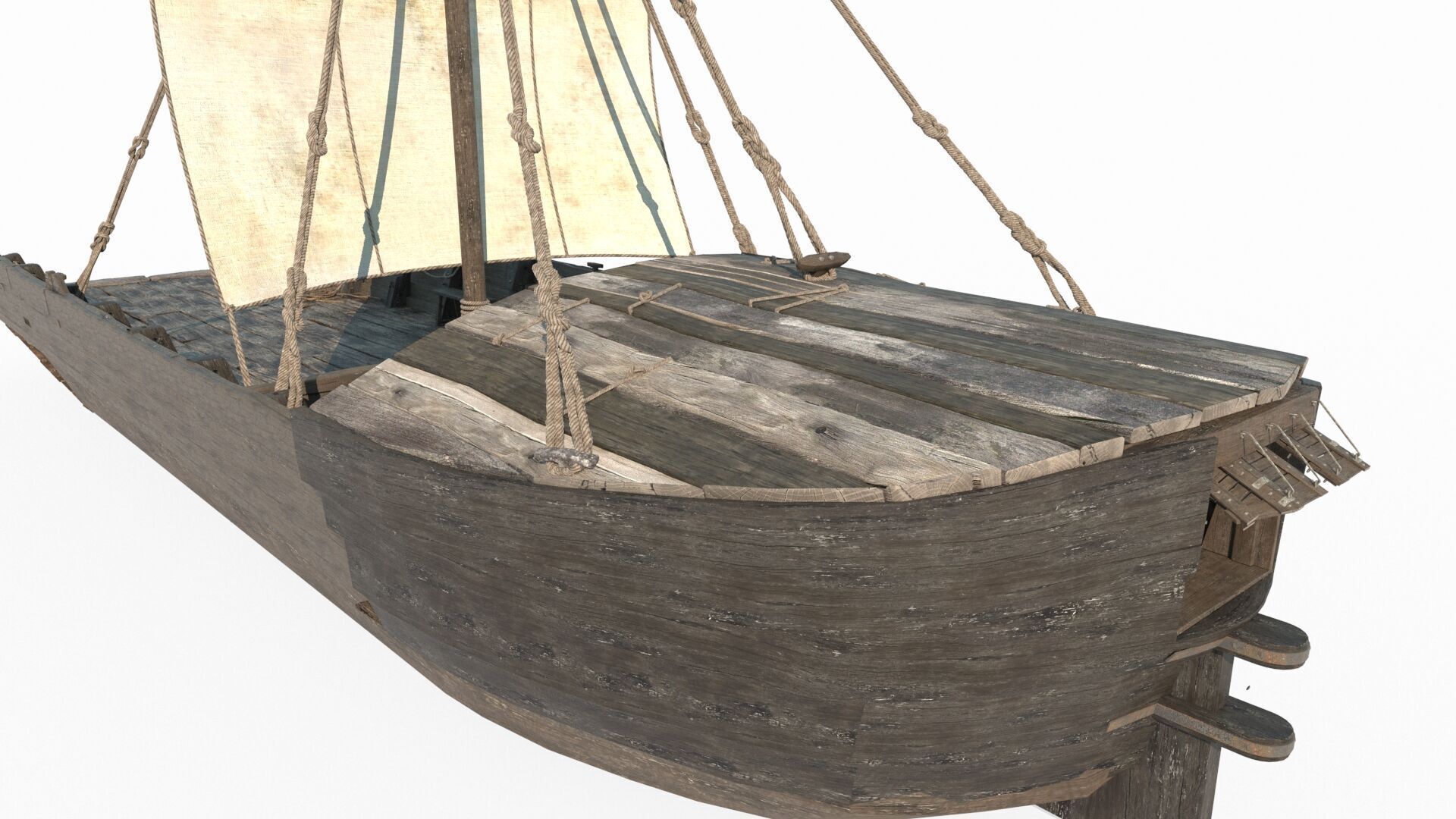 Ancient carrier transport sailboat 3D model_7