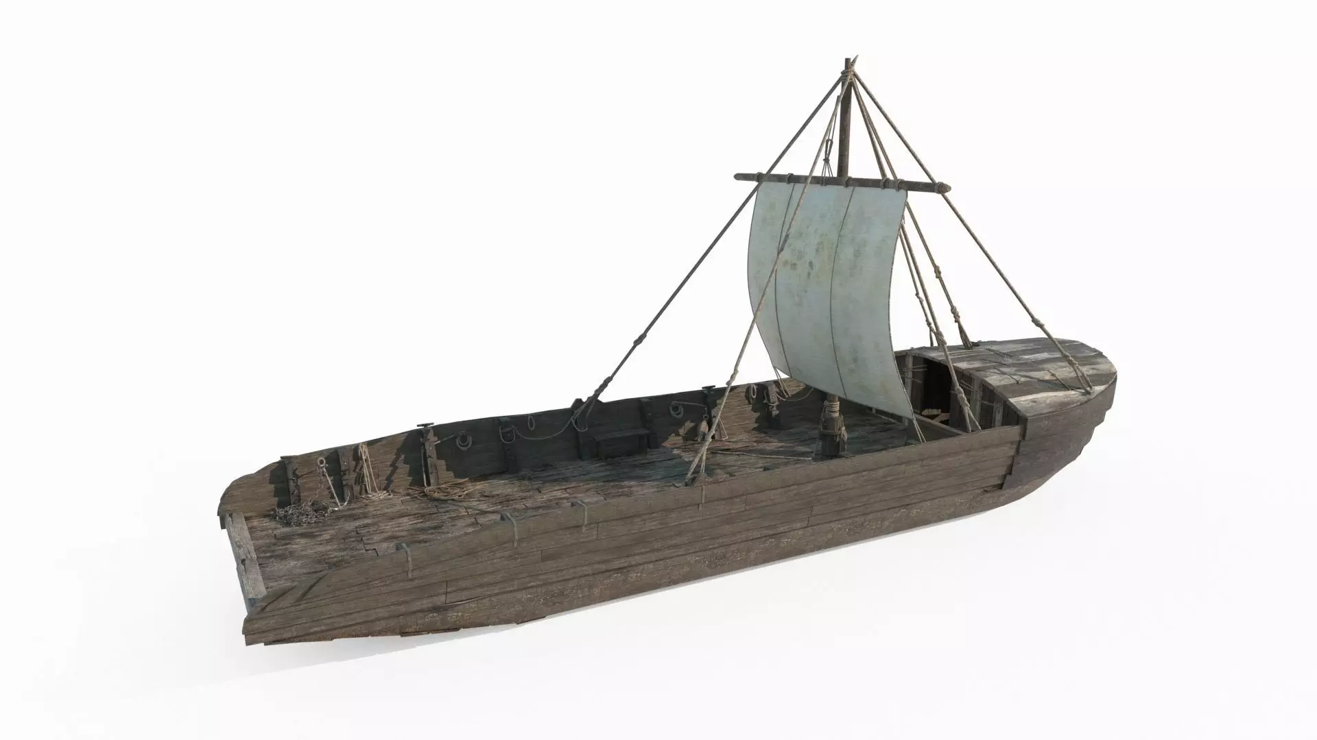 Ancient carrier transport sailboat 3D model_0