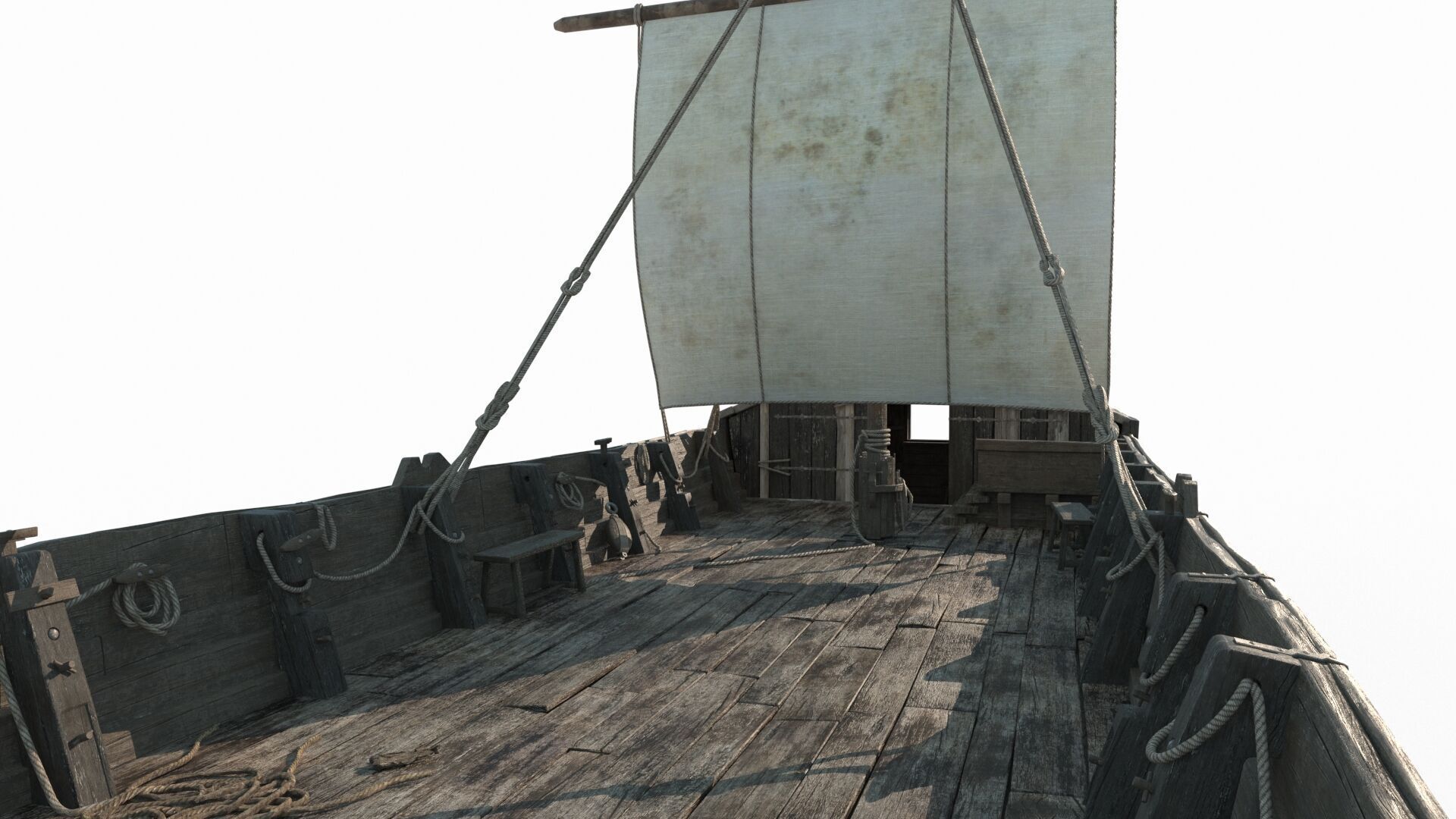 Ancient carrier transport sailboat 3D model_4
