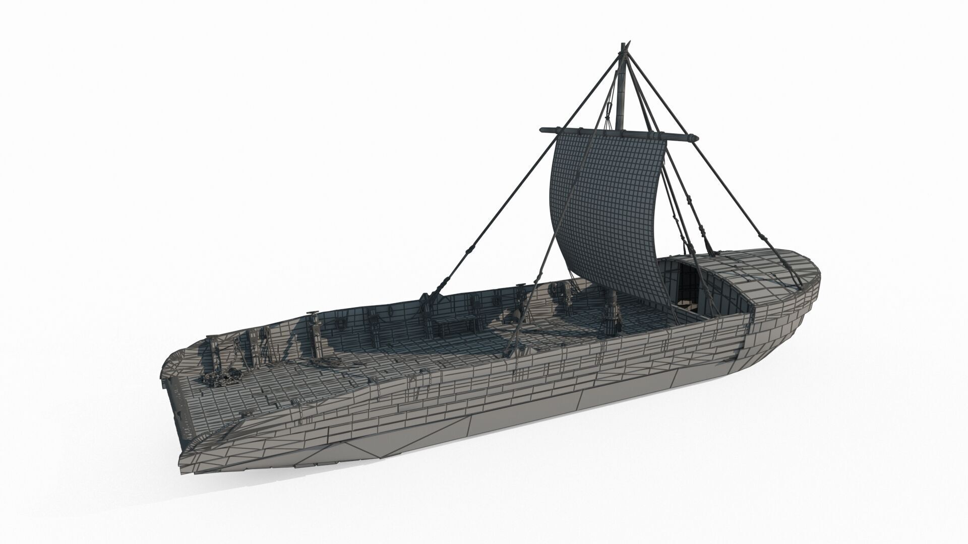 Ancient carrier transport sailboat 3D model_5