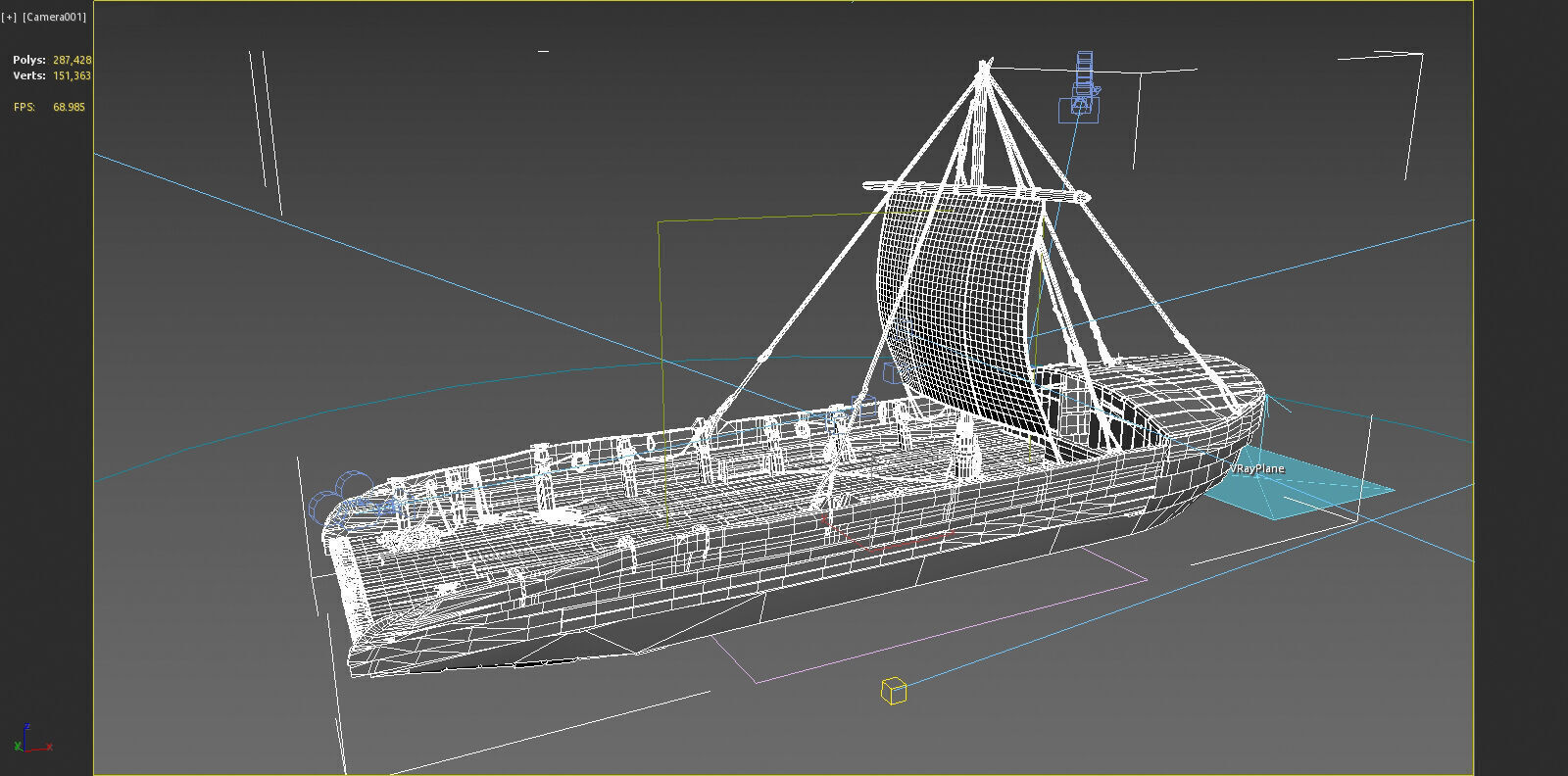 Ancient carrier transport sailboat 3D model_6