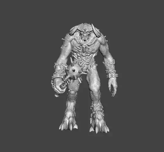 TITAN DEMON W MACE MINIATURE MODEL FIGURE FANTASY SCIFI GAME RPG 3D print model