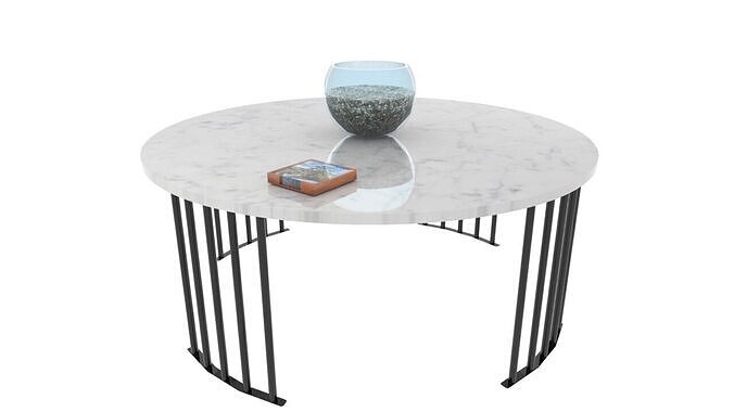 Modern Carrara Round table Free low-poly 3D model