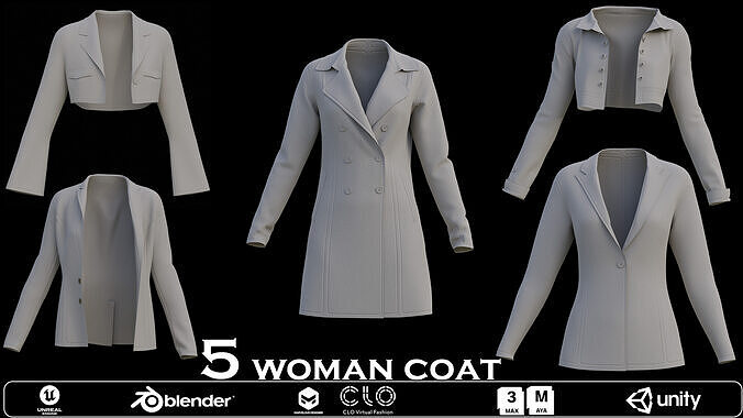Elegant 3D Princess Line Coat - Tailored Outerwear Low-poly 3D model