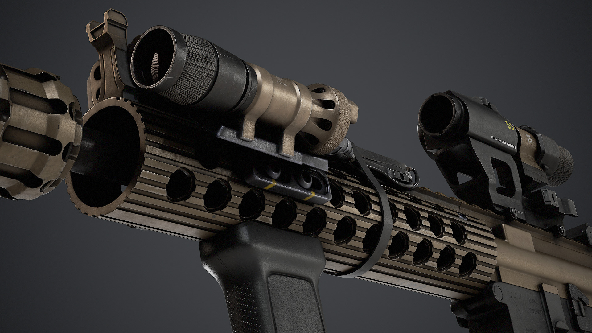 Custom AR-15 Assault Rifle - PBR Texture Low-poly 3D model_7