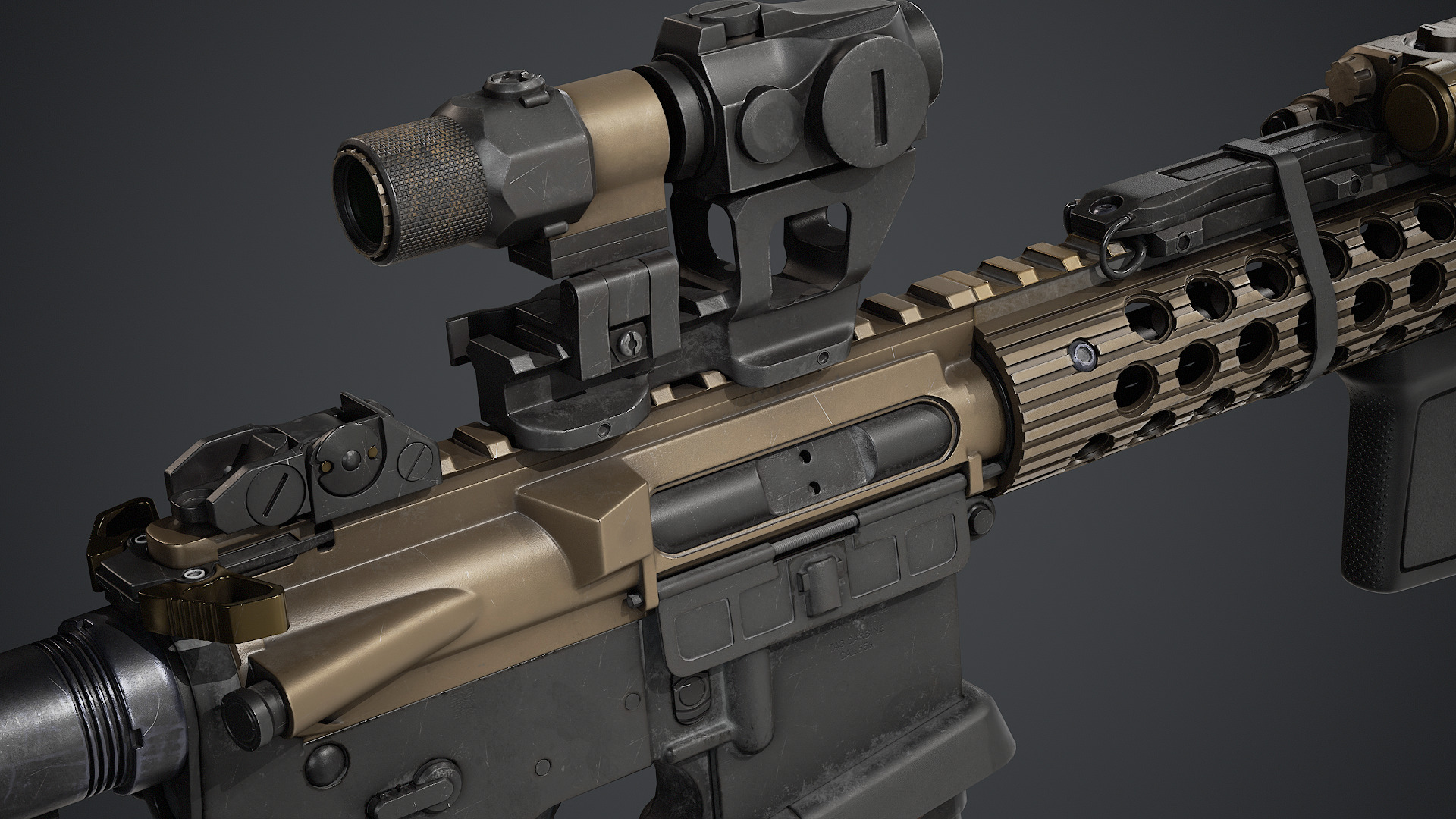 Custom AR-15 Assault Rifle - PBR Texture Low-poly 3D model_4