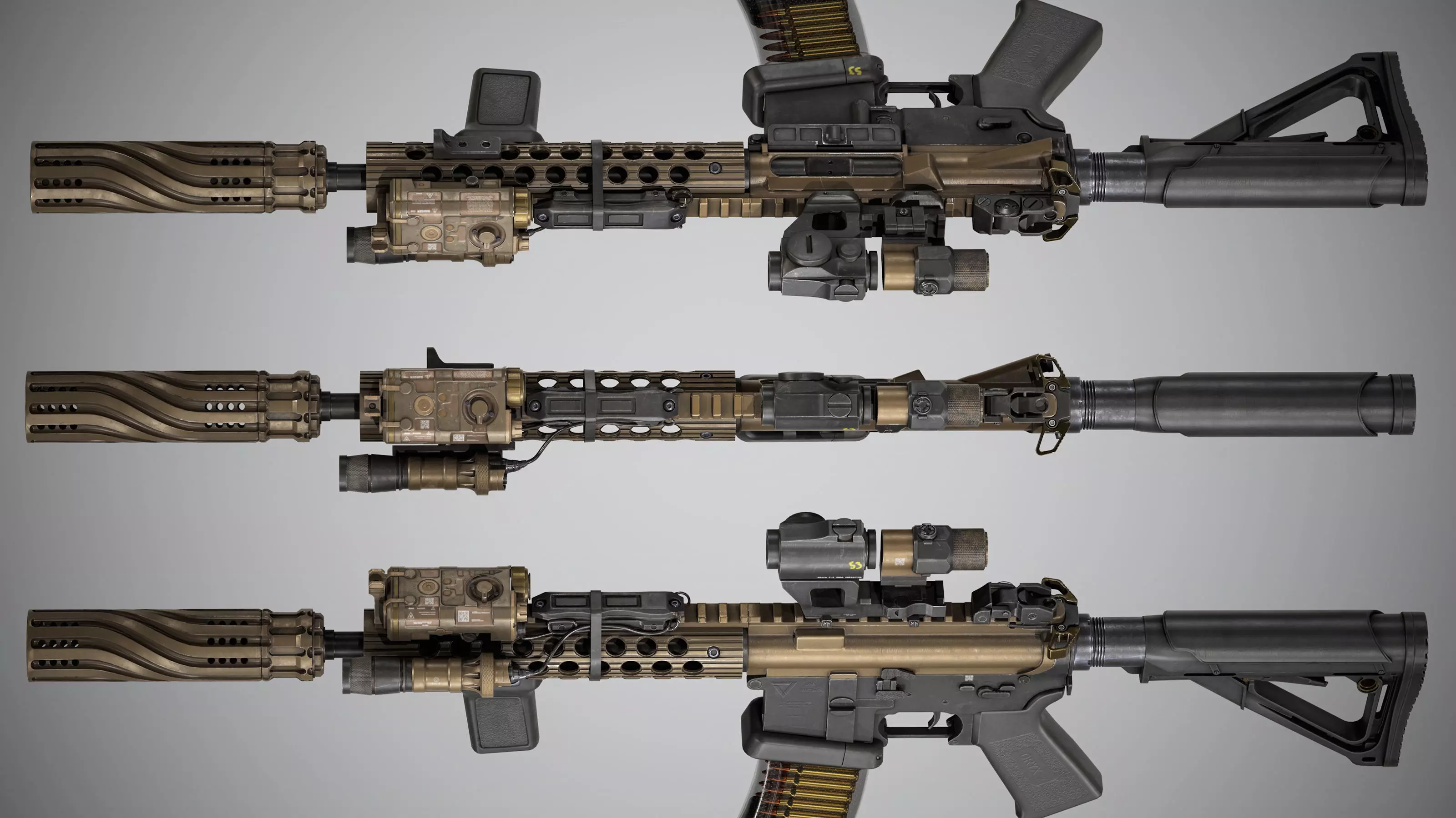 Custom AR-15 Assault Rifle - PBR Texture Low-poly 3D model_5