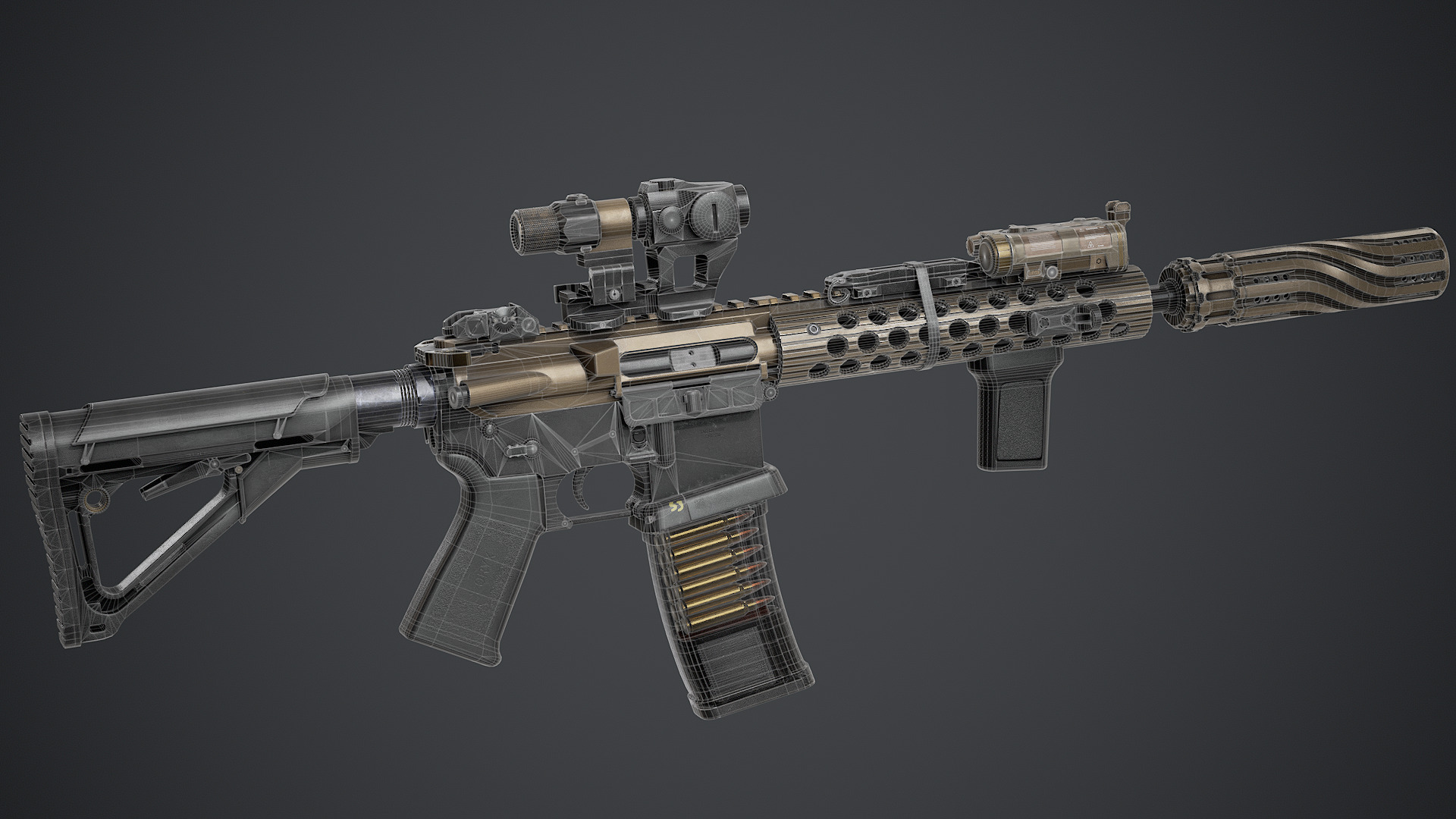 Custom AR-15 Assault Rifle - PBR Texture Low-poly 3D model_8