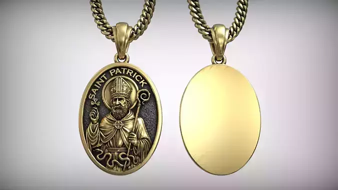 Saint Patrick Medal Catholic Christian Pendant 3D print model