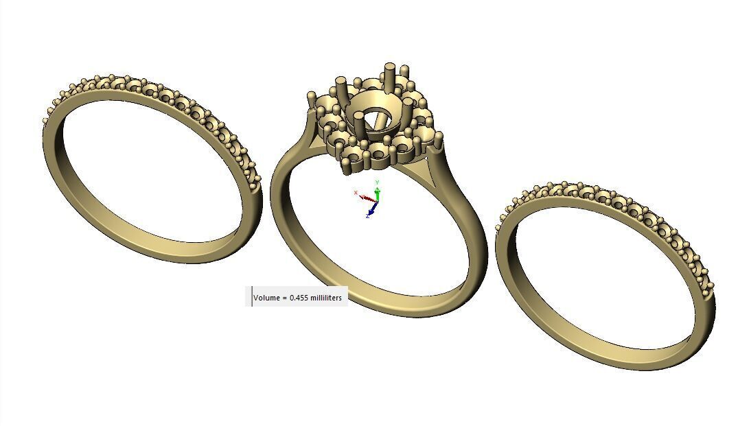 Triple square diamond cluster ring with guard bands US size 7 3D print model_12