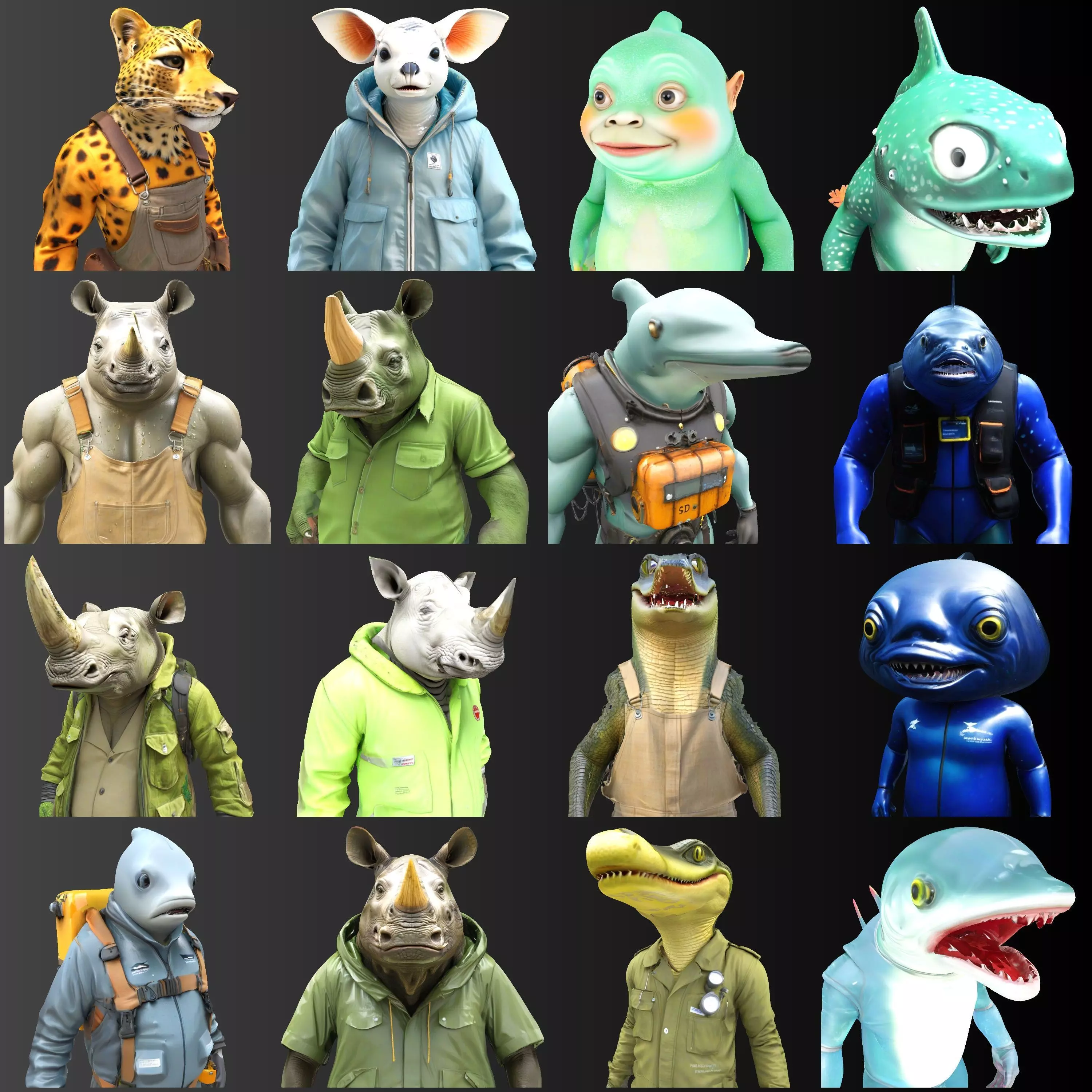 Anthropomorphic Animal Character Collection 3D print model_0