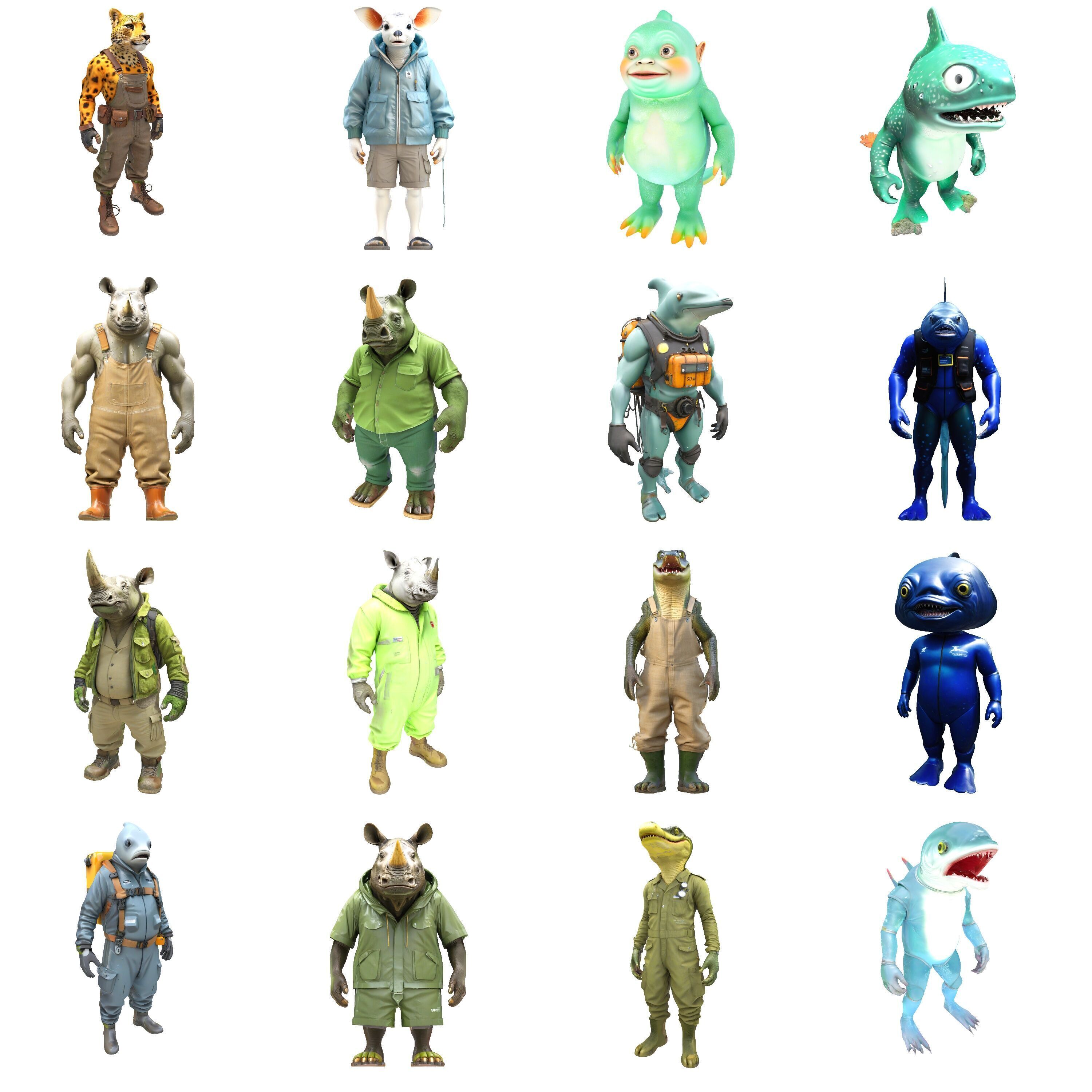 Anthropomorphic Animal Character Collection 3D print model_1