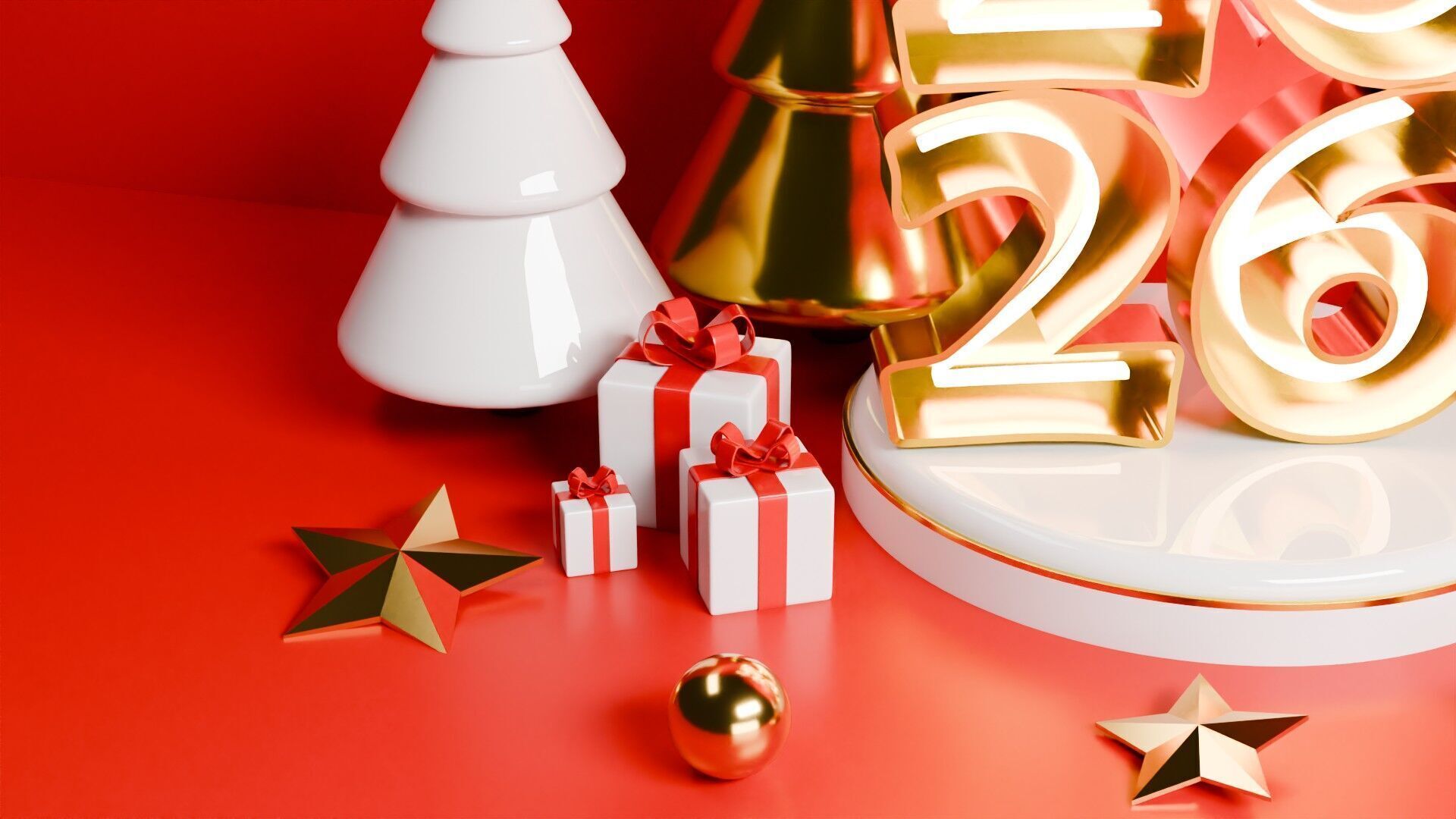 Festive 2026 Holiday 3D scene Free low-poly 3D model_2