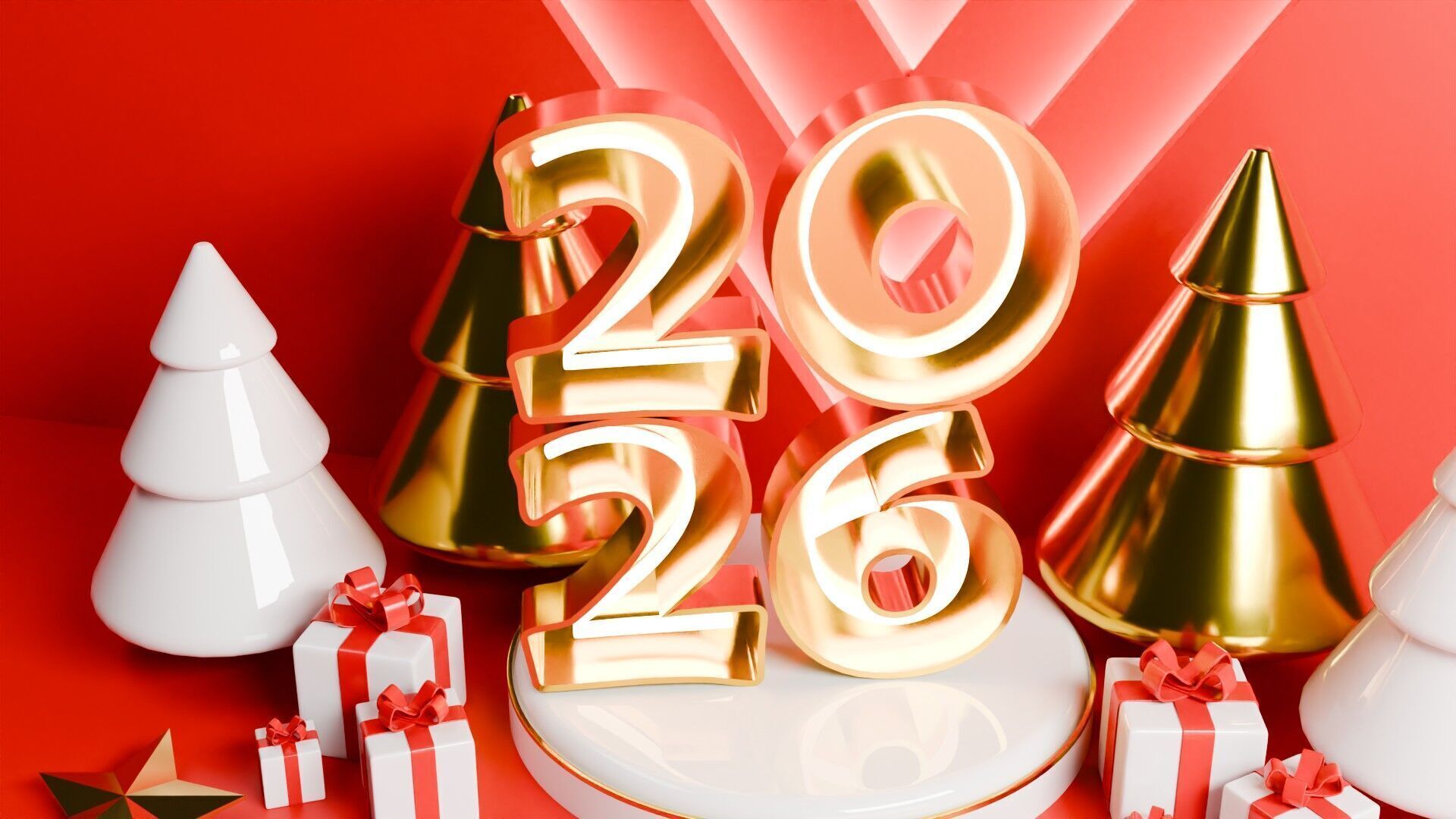 Festive 2026 Holiday 3D scene Free low-poly 3D model_3