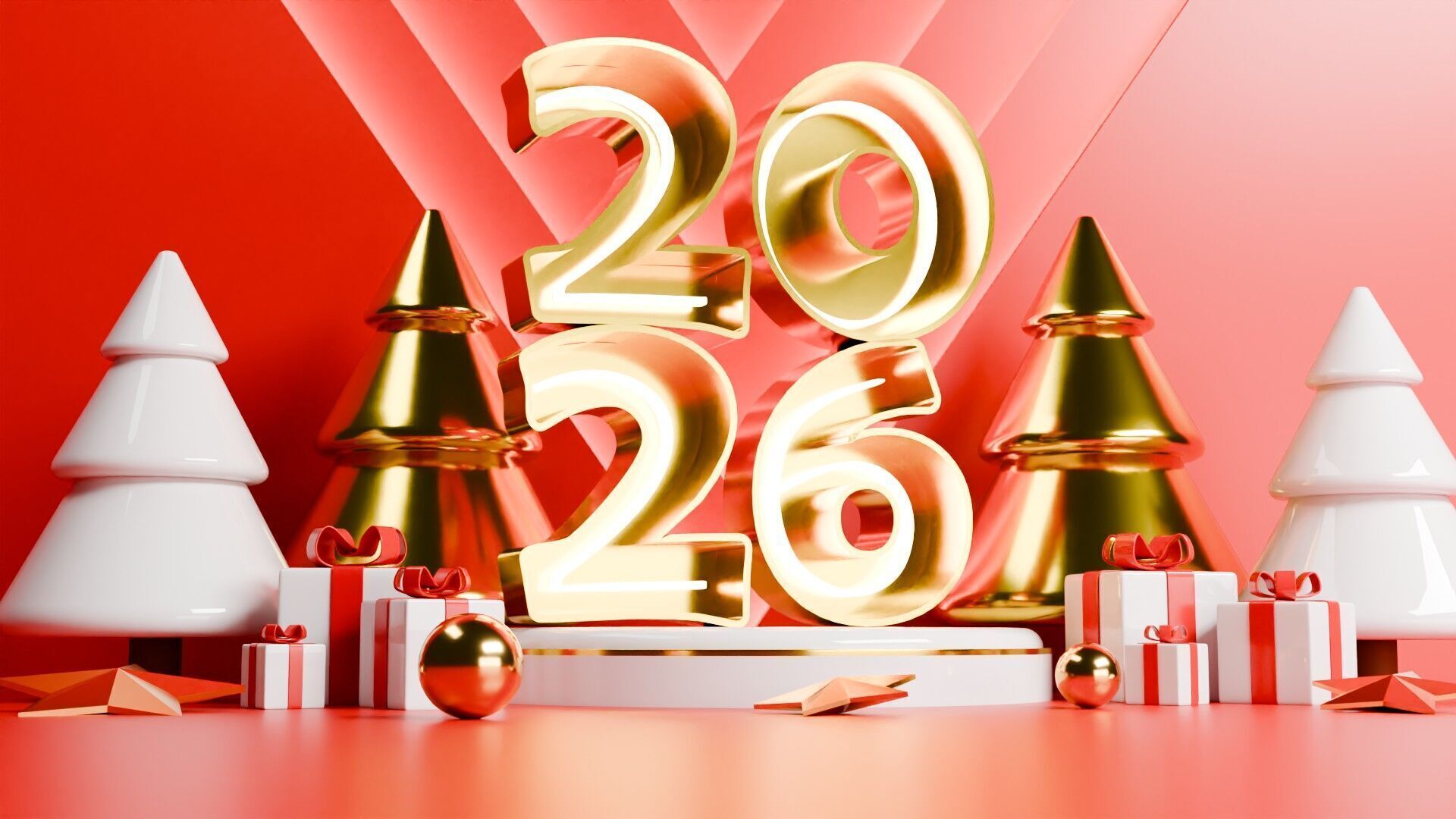 Festive 2026 Holiday 3D scene Free low-poly 3D model_5