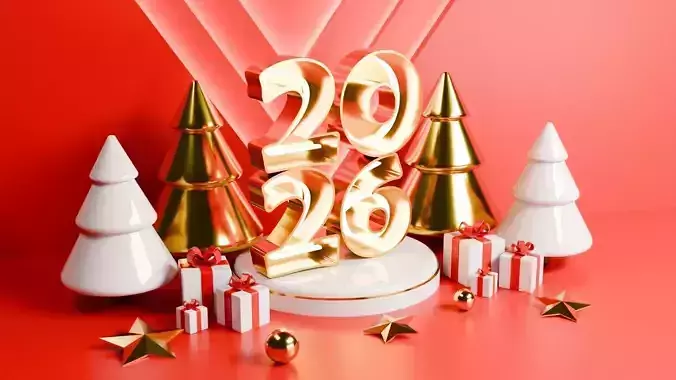 Festive 2026 Holiday 3D scene