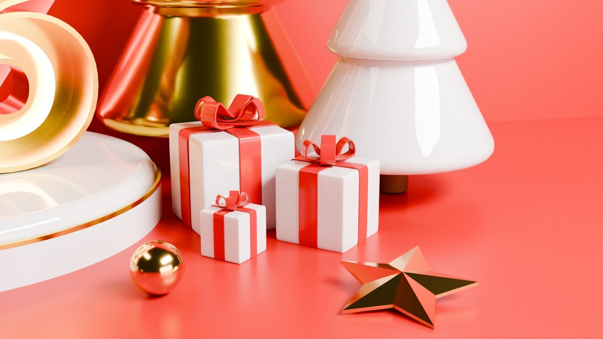 Festive 2026 Holiday 3D scene Free low-poly 3D model_1