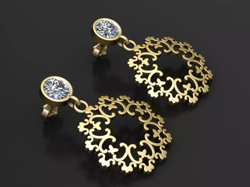floral design earrings 3D print model