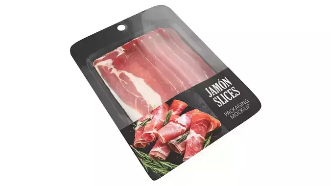 Pork leg Jamon slices with packaging