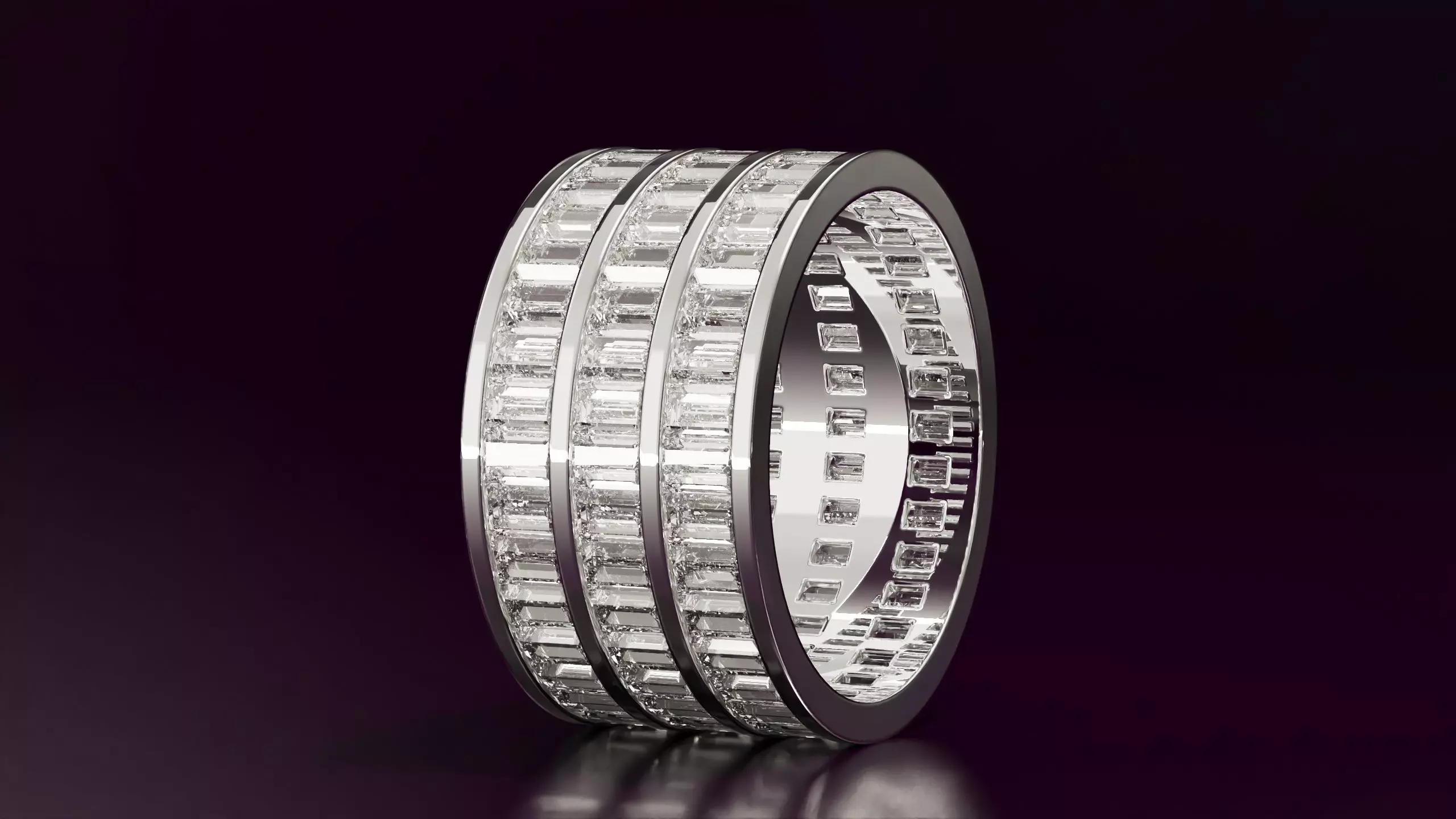 3line baguette straight cut eternity ring 54EU size 3D print model