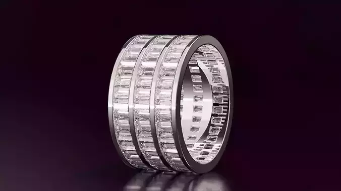 3line baguette straight cut eternity ring 54EU size