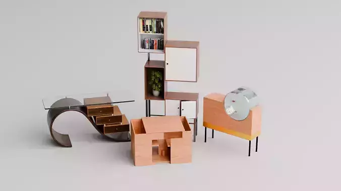 Modern Minimalist Furniture Collection Free low-poly 3D model