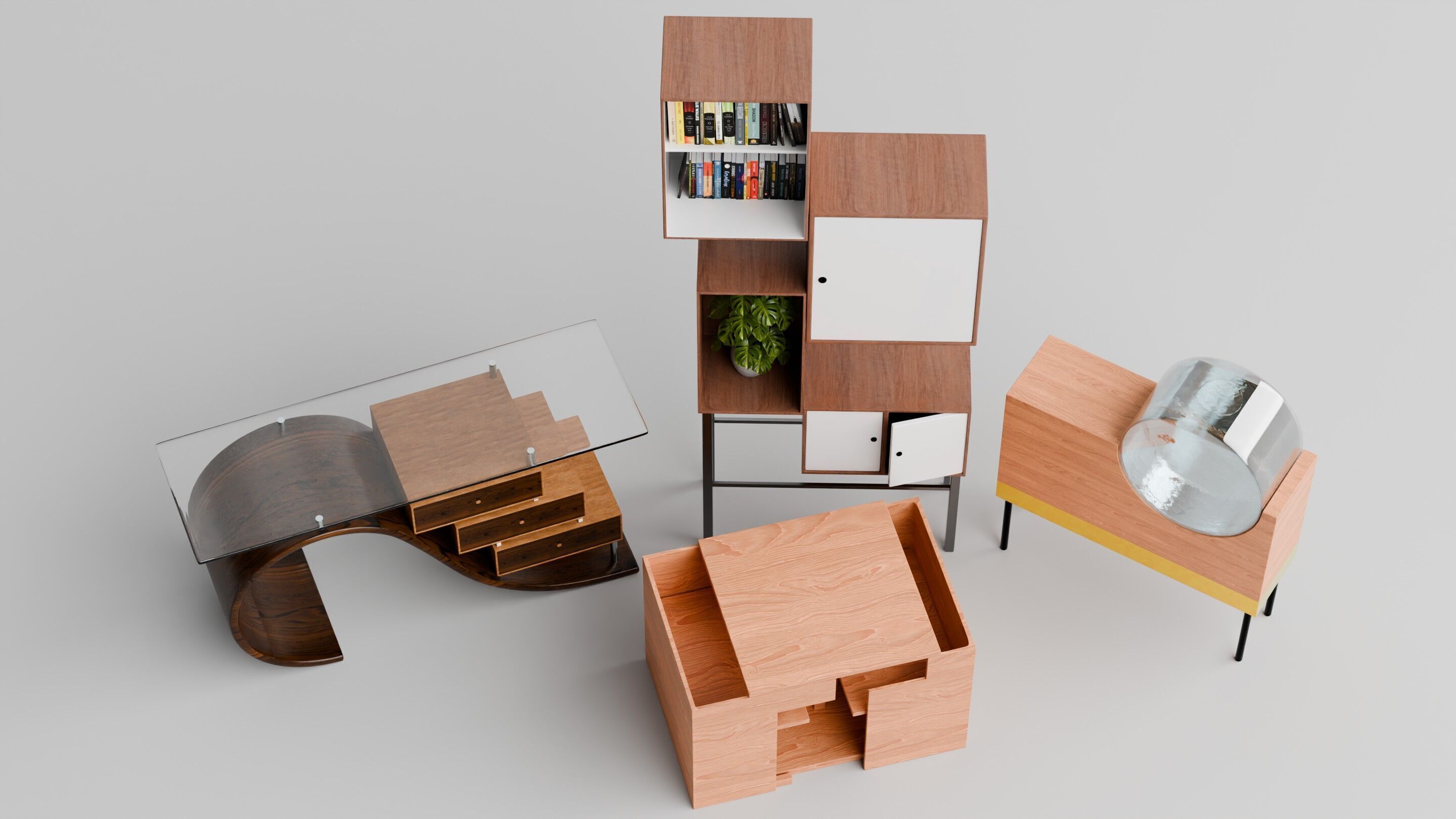 Modern Minimalist Furniture Collection Free low-poly 3D model_5