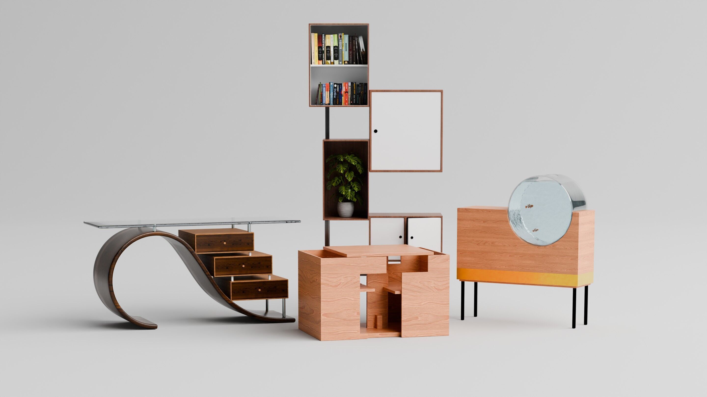 Modern Minimalist Furniture Collection Free low-poly 3D model_6
