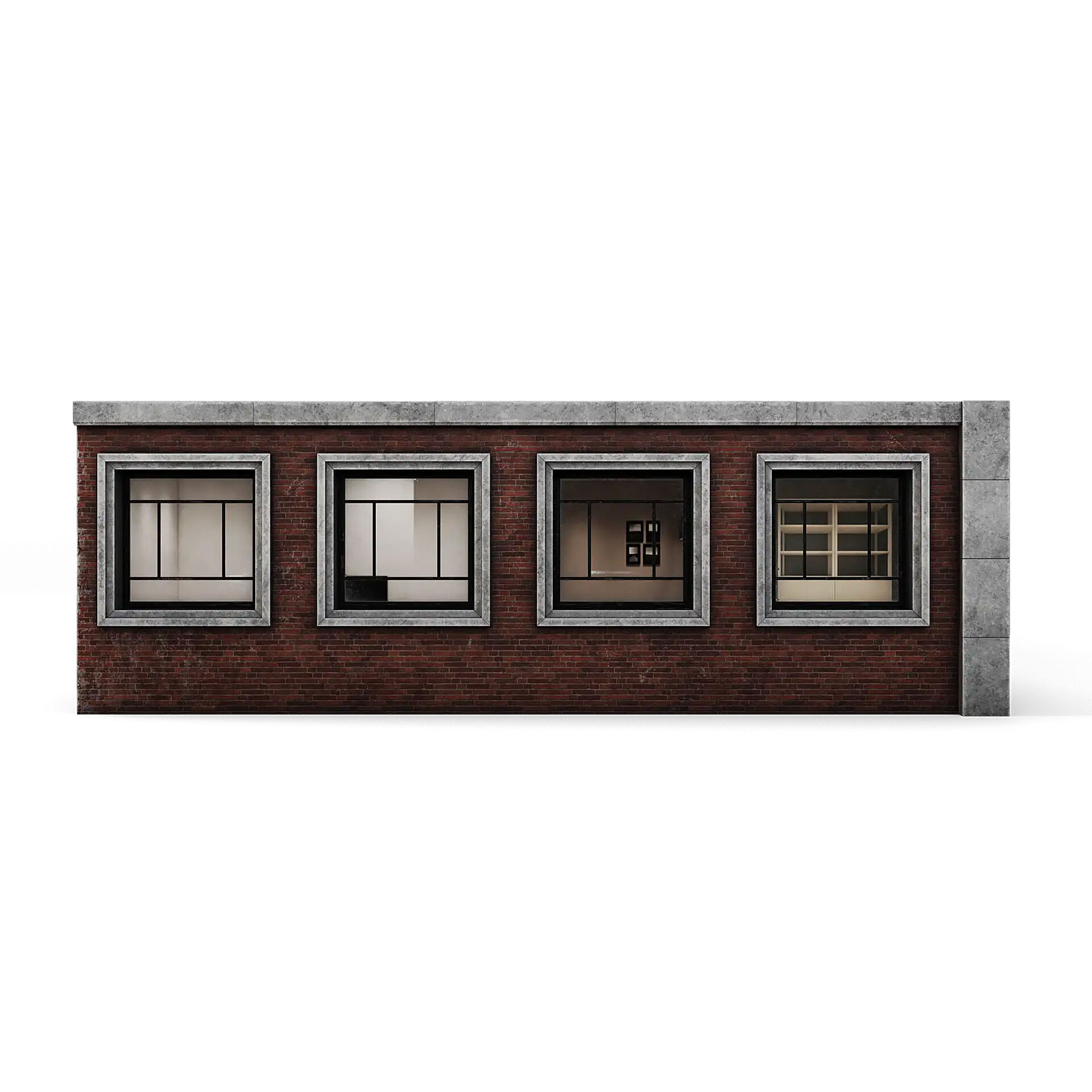 Tenement Building Upper Floor Low-poly 3D model_6