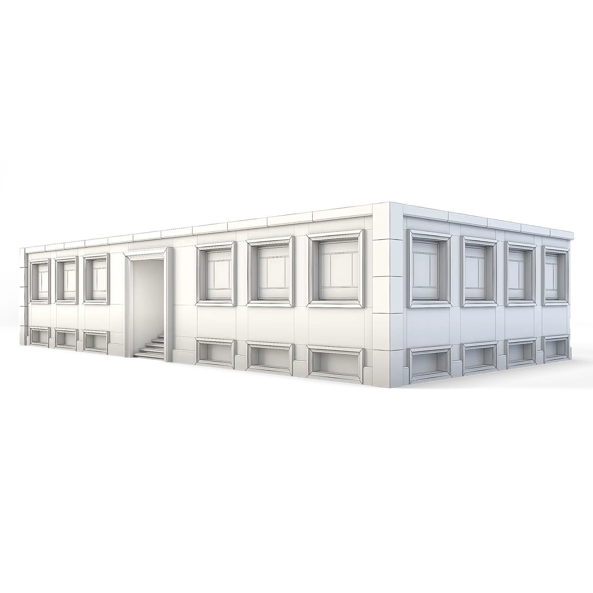 Tenement Building Ground Floor Low-poly 3D model_1