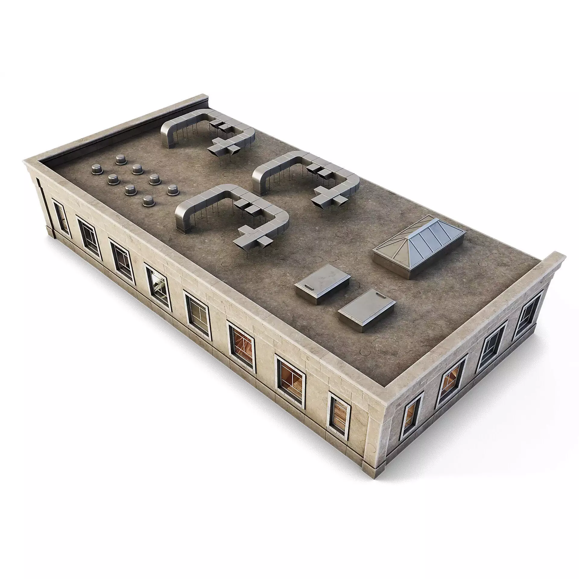 Tenement Building Roof Floor Low-poly 3D model_0