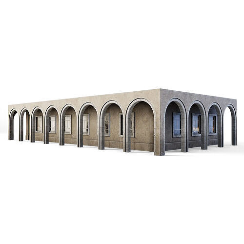 Tenement Building Ground Floor Low-poly 3D model