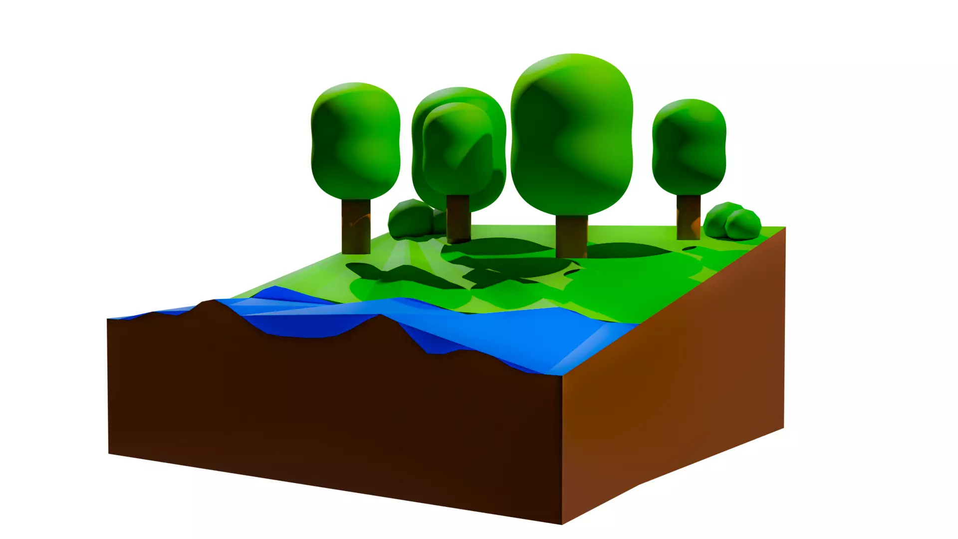 Stylized Natural Environment Low Polygon Mini Forest Scene Free low-poly 3D model_0