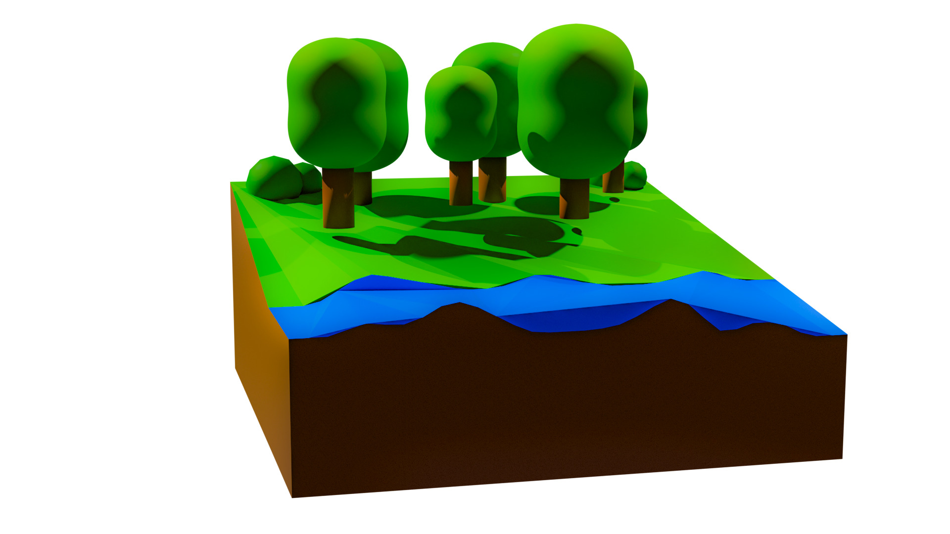 Stylized Natural Environment Low Polygon Mini Forest Scene Free low-poly 3D model_4