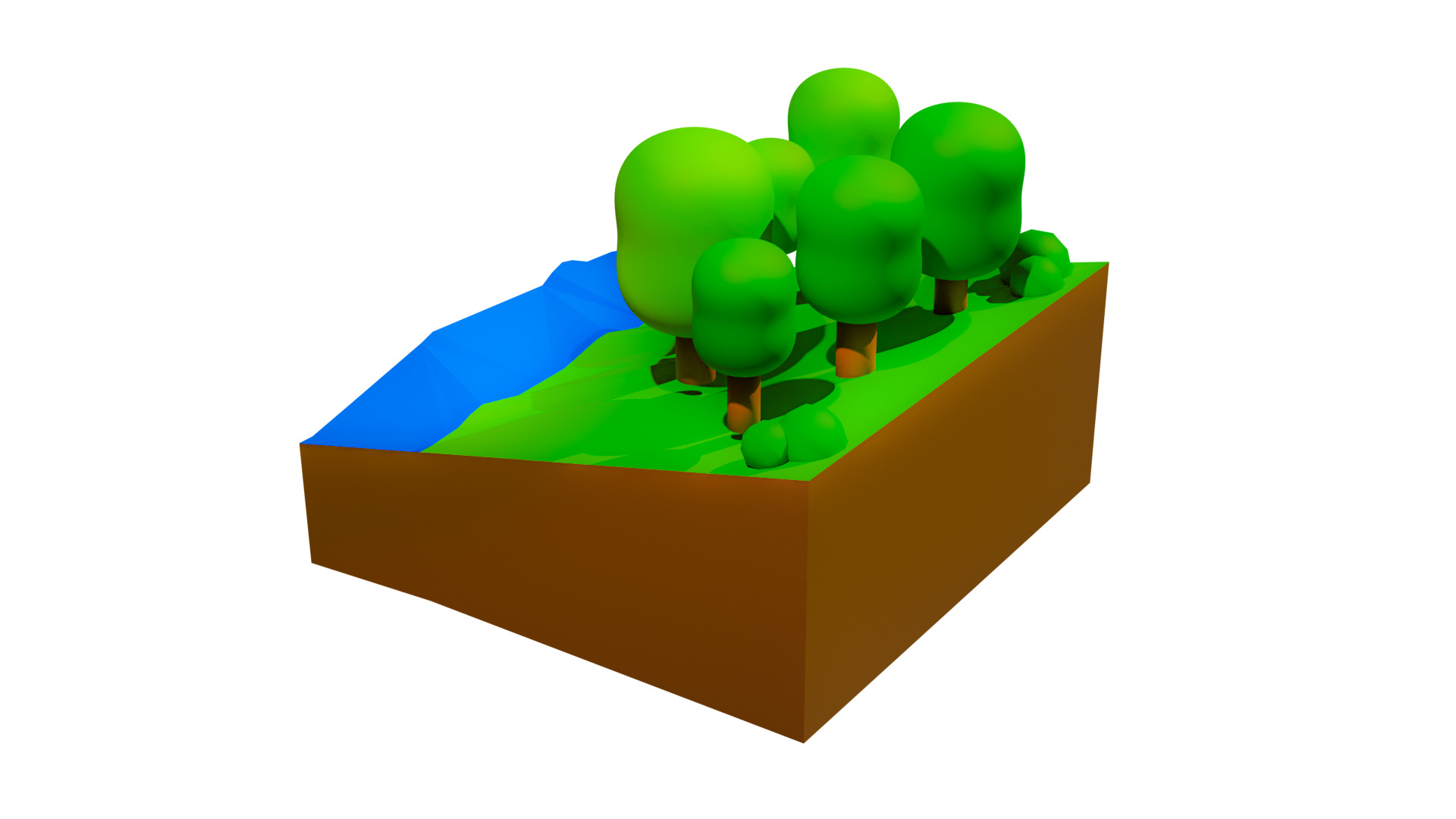Stylized Natural Environment Low Polygon Mini Forest Scene Free low-poly 3D model_3
