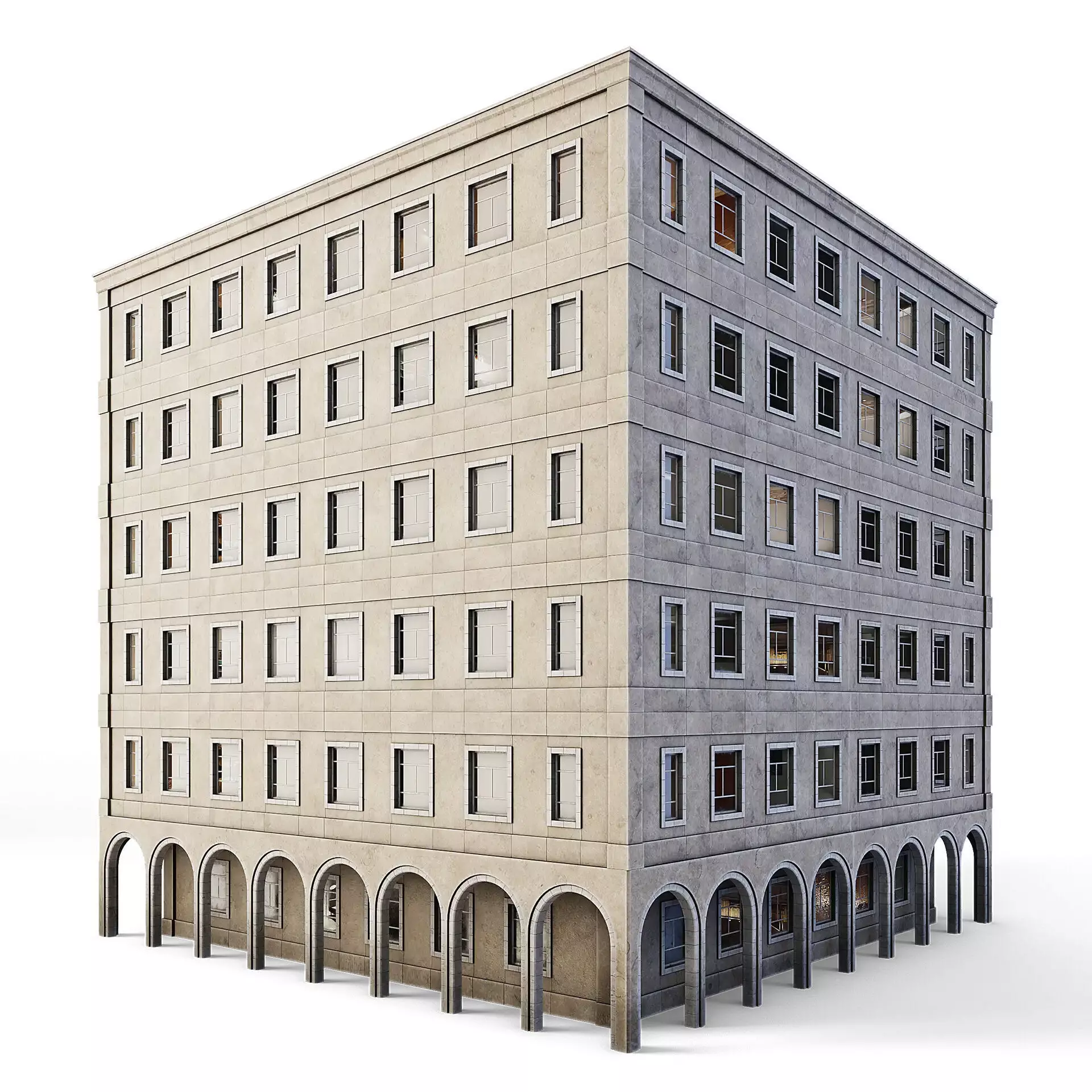 Tenement Building Low-poly 3D model_0