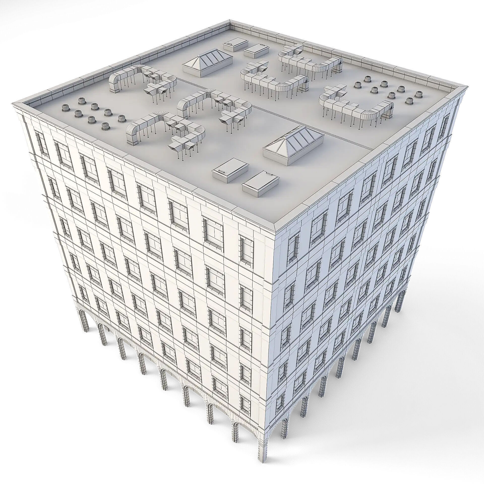 Tenement Building Low-poly 3D model_7
