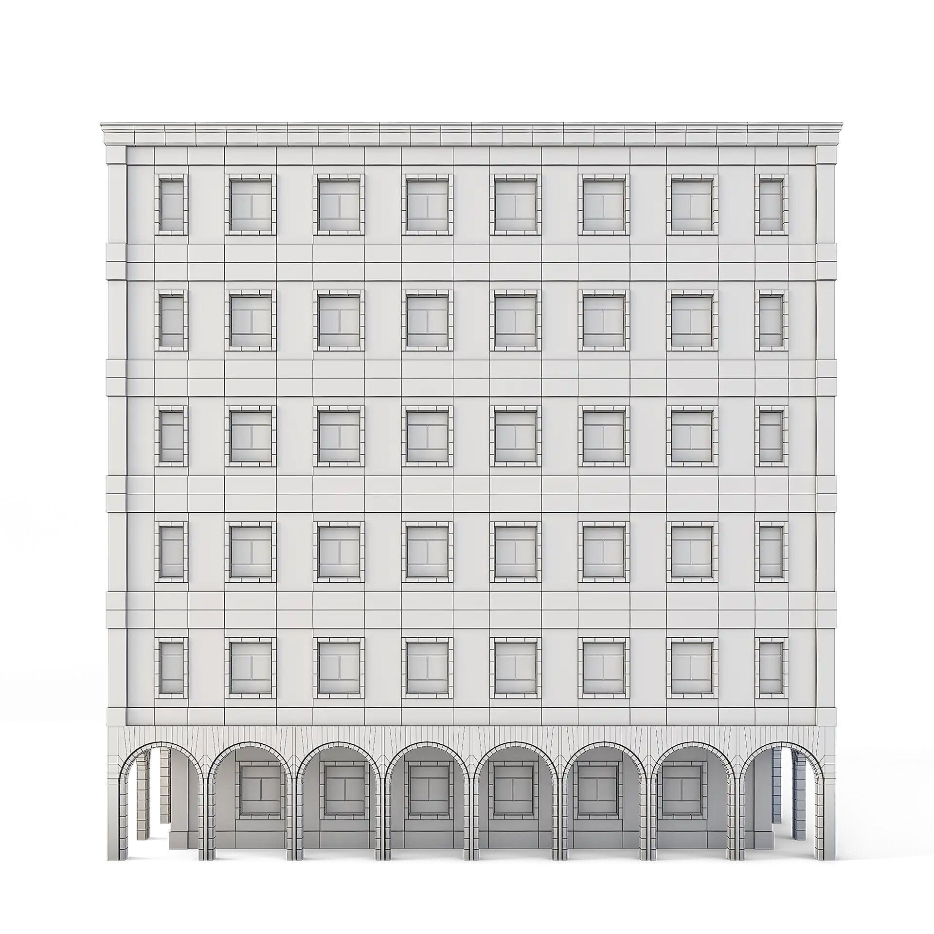 Tenement Building Low-poly 3D model_3